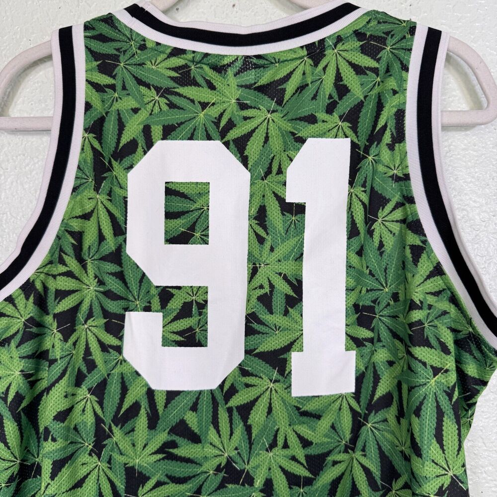 Death Row Records Jersey Mens Medium Basketball Hip Hop Rap Green Leaf Shirt M - Picture 6 of 10